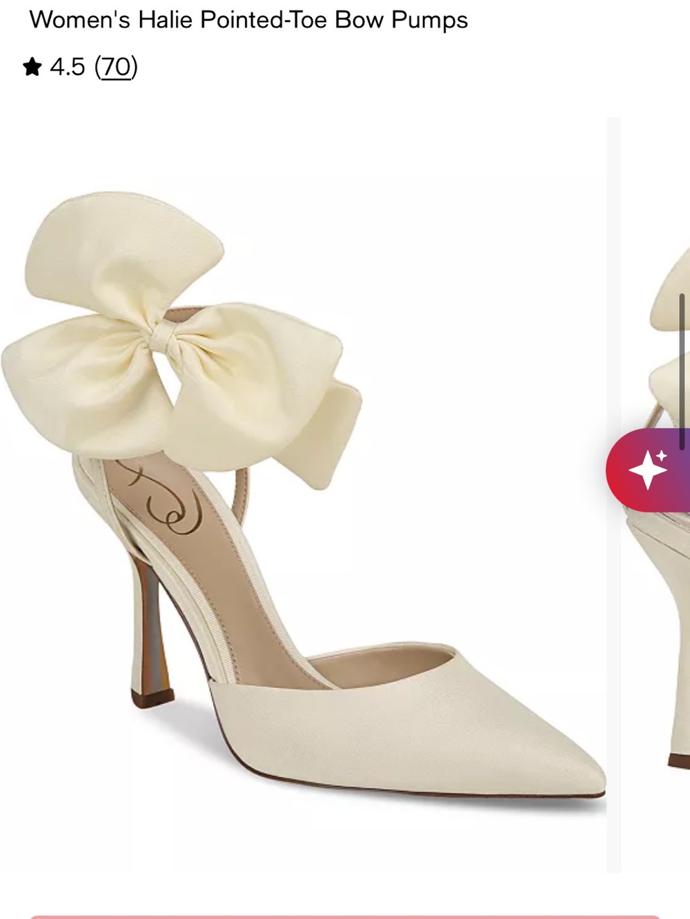 Sam Edelman Cream Halie Pointed Toe Bow Pumps